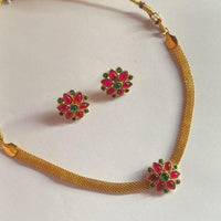 Dhirish International Graceful Pota Stone Choker Necklace Set for Women