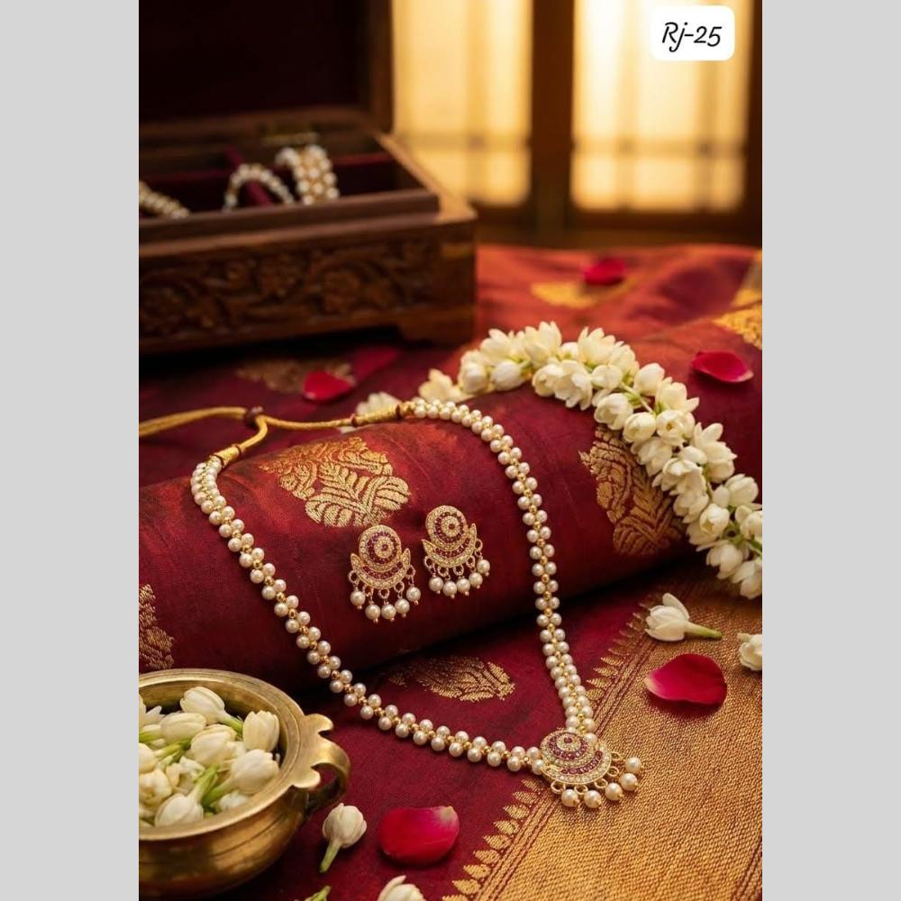 Dhirish International Graceful Austrian Stone And Pearl Necklace Set
