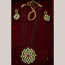 Dhirish International Pota Stone And Pearl Designer Necklace Set for Women