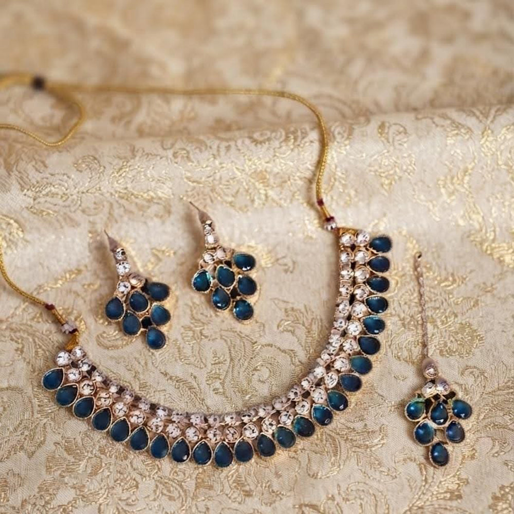 Dhirish International Pota Stone Designer Necklace Set for Women