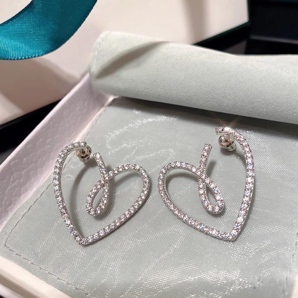 Dhirish International Austrian Stone Heart Swirl Drop Earrings for Women
