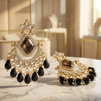 Dhirish International Stylish Kundan Stone And Beads Dangler Earrings
