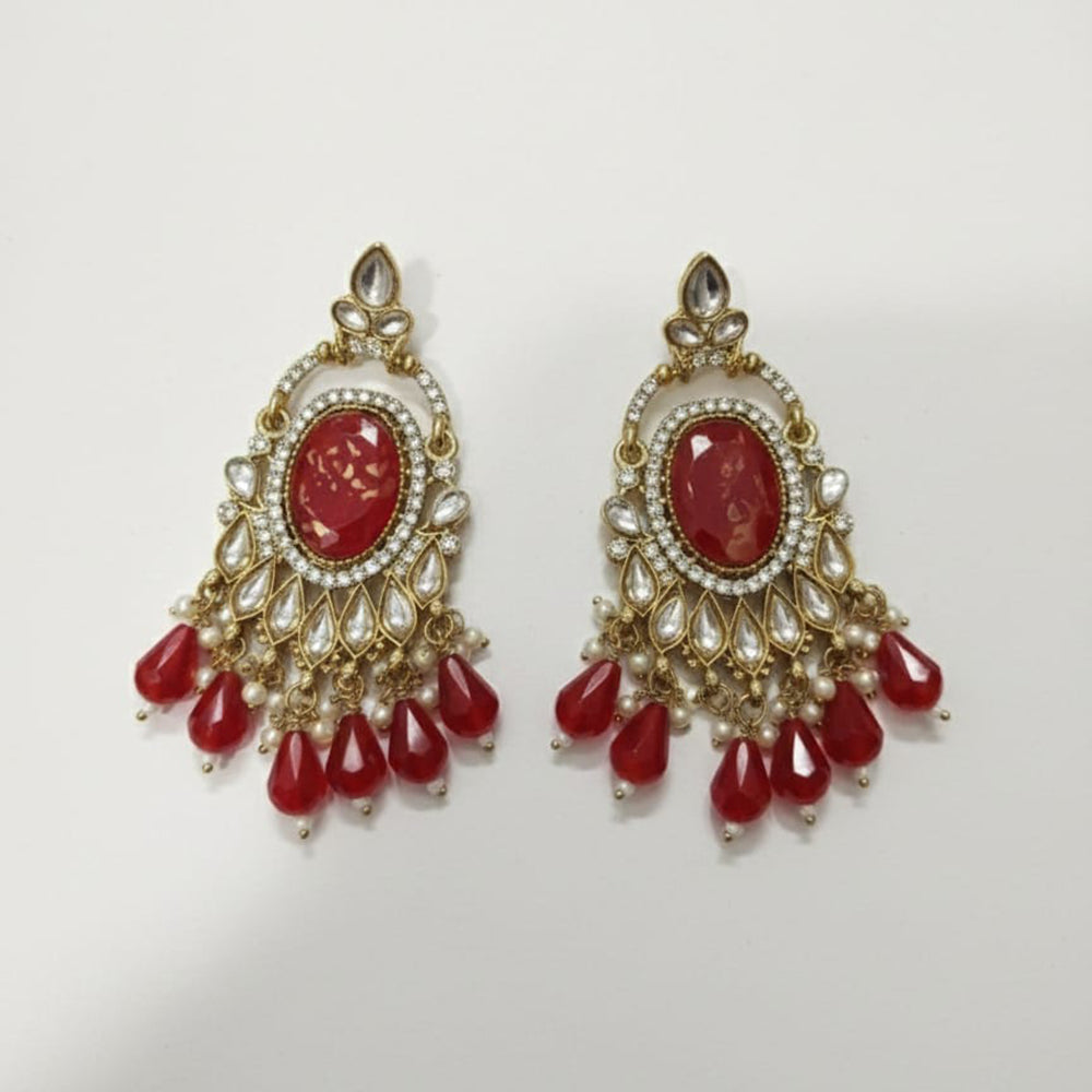 Dhirish International Stylish Kundan Stone And Beads Dangler Earrings 