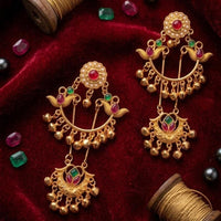 Dhirish International Classic Pota Stone And Ghungroo Dangler Earrings