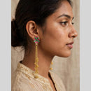 Dhirish International Classic Pota Stone And Pearl Kashmiri Dangler Earrings