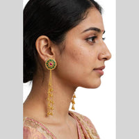 Dhirish International Classic Pota Stone And Pearl Kashmiri Dangler Earrings