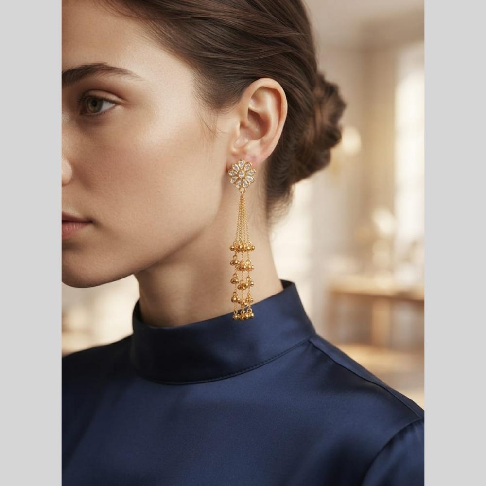 Dhirish International Classic Pota Stone And Pearl Kashmiri Dangler Earrings