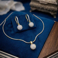 Dhirish International Rhodium Plated Austrian Sone Pendant Set