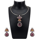 Dhirish International Statement Oxidised Plated Pota Stone Choker Necklace Set