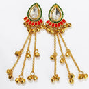 Dhirish International Classic Pota Stone And Ghungroo Kashmiri Dangler Earrings