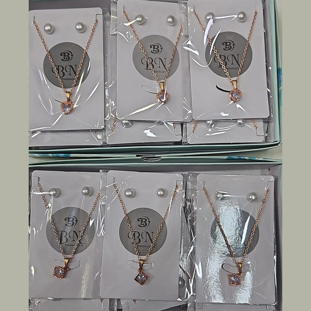 BN Gold Plated Austrian Stone And Pearl Chain Pendant