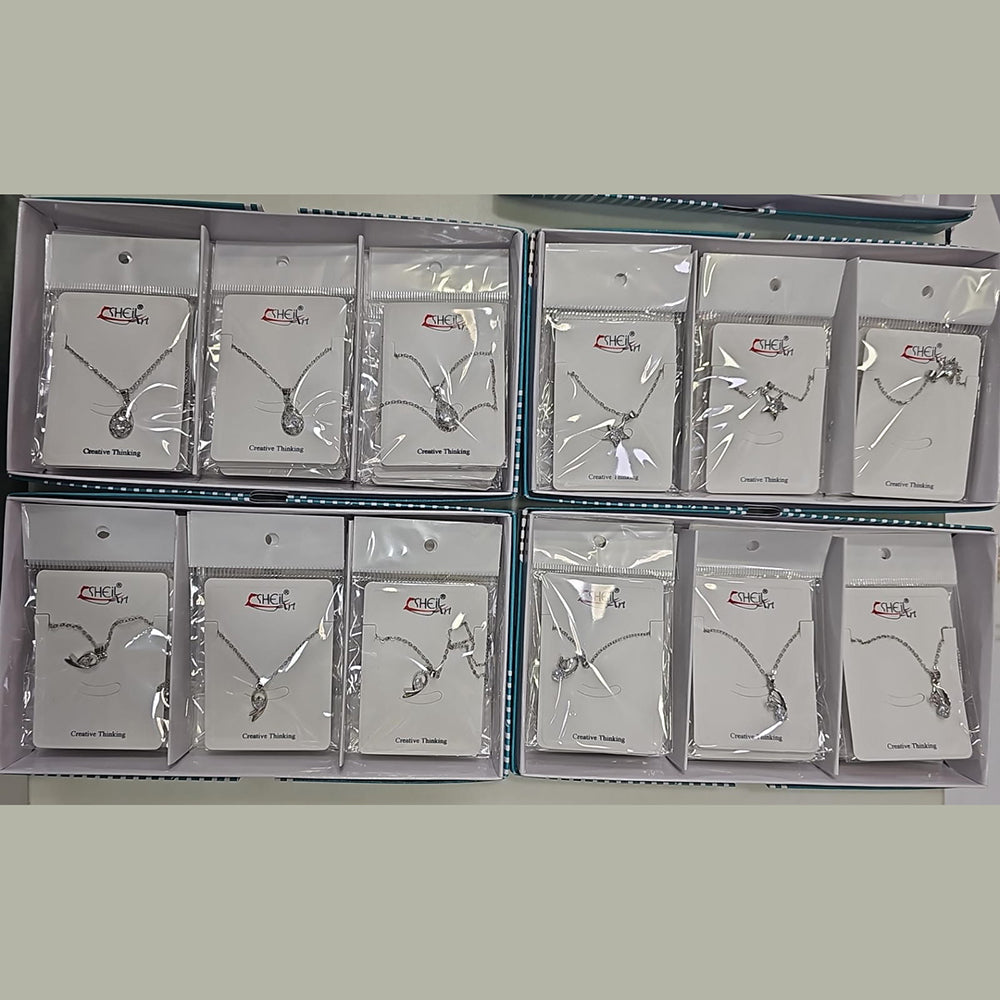 BN Silver Plated Austrian Stone Chain Pendant
