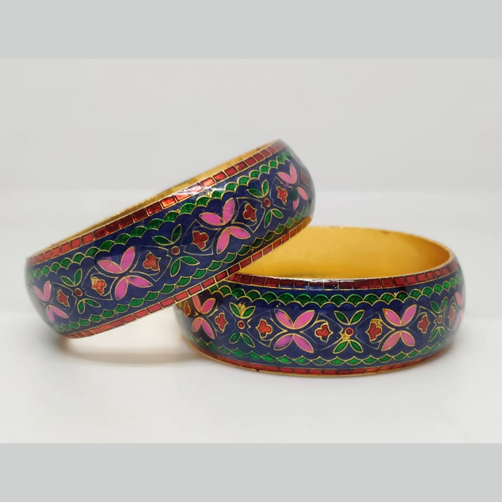 Pusti Art & Craft Designer Gold Plated Meenakari Bangles Set