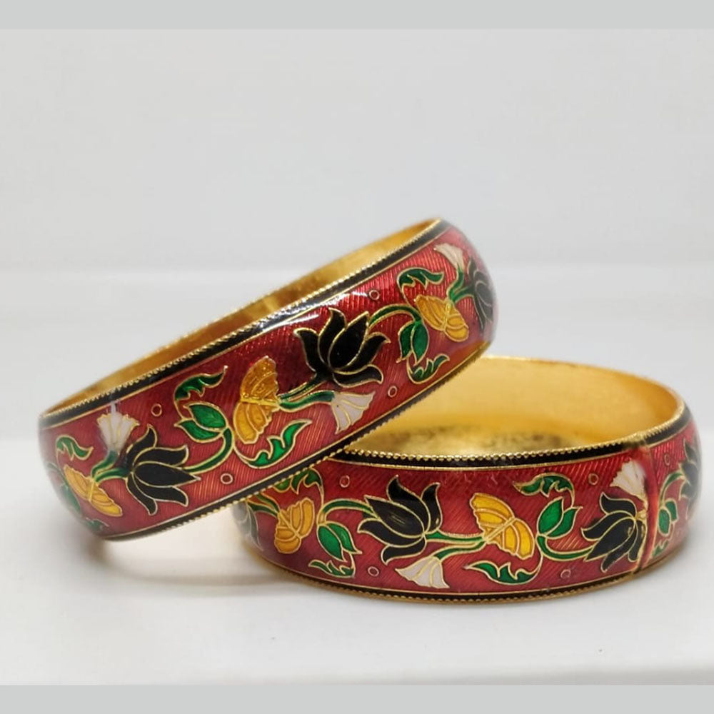 Pusti Art & Craft Designer Gold Plated Meenakari Bangles Set