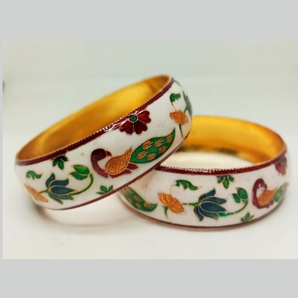 Pusti Art & Craft Designer Gold Plated Meenakari Bangles Set