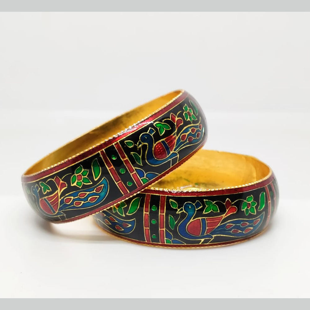 Pusti Art & Craft Designer Gold Plated Meenakari Bangles Set