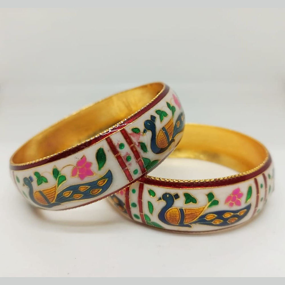 Pusti Art & Craft Designer Gold Plated Meenakari Bangles Set