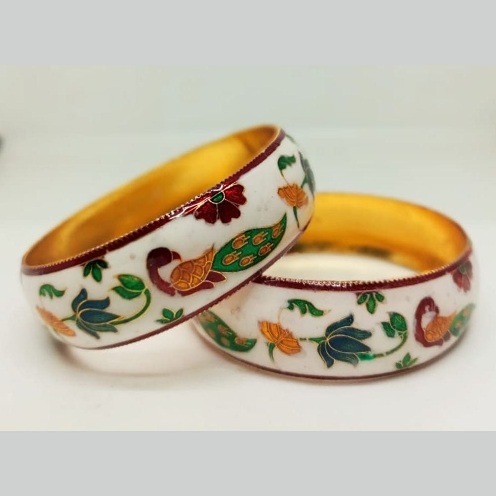 Pusti Art & Craft Designer Gold Plated Meenakari Bangles Set