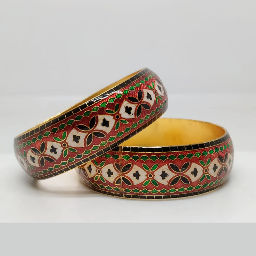 Pusti Art & Craft Designer Gold Plated Meenakari Bangles Set