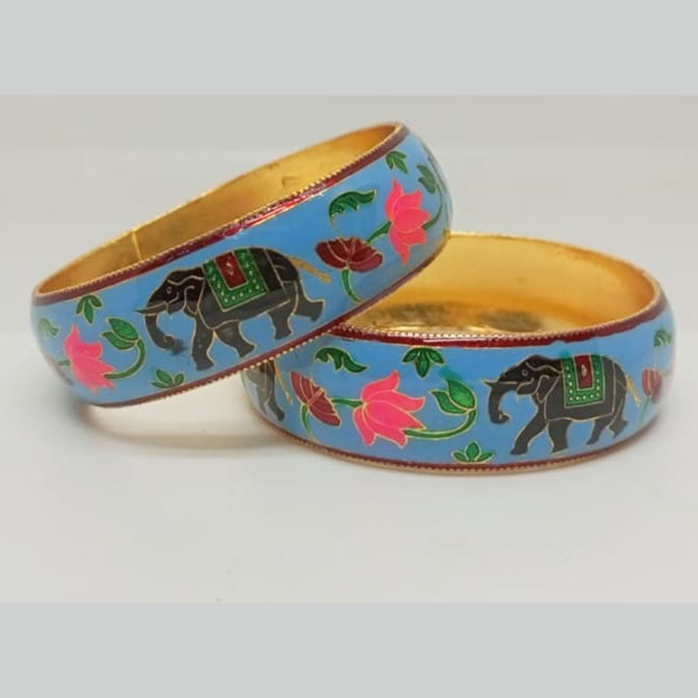 Pusti Art & Craft Designer Gold Plated Meenakari Bangles Set