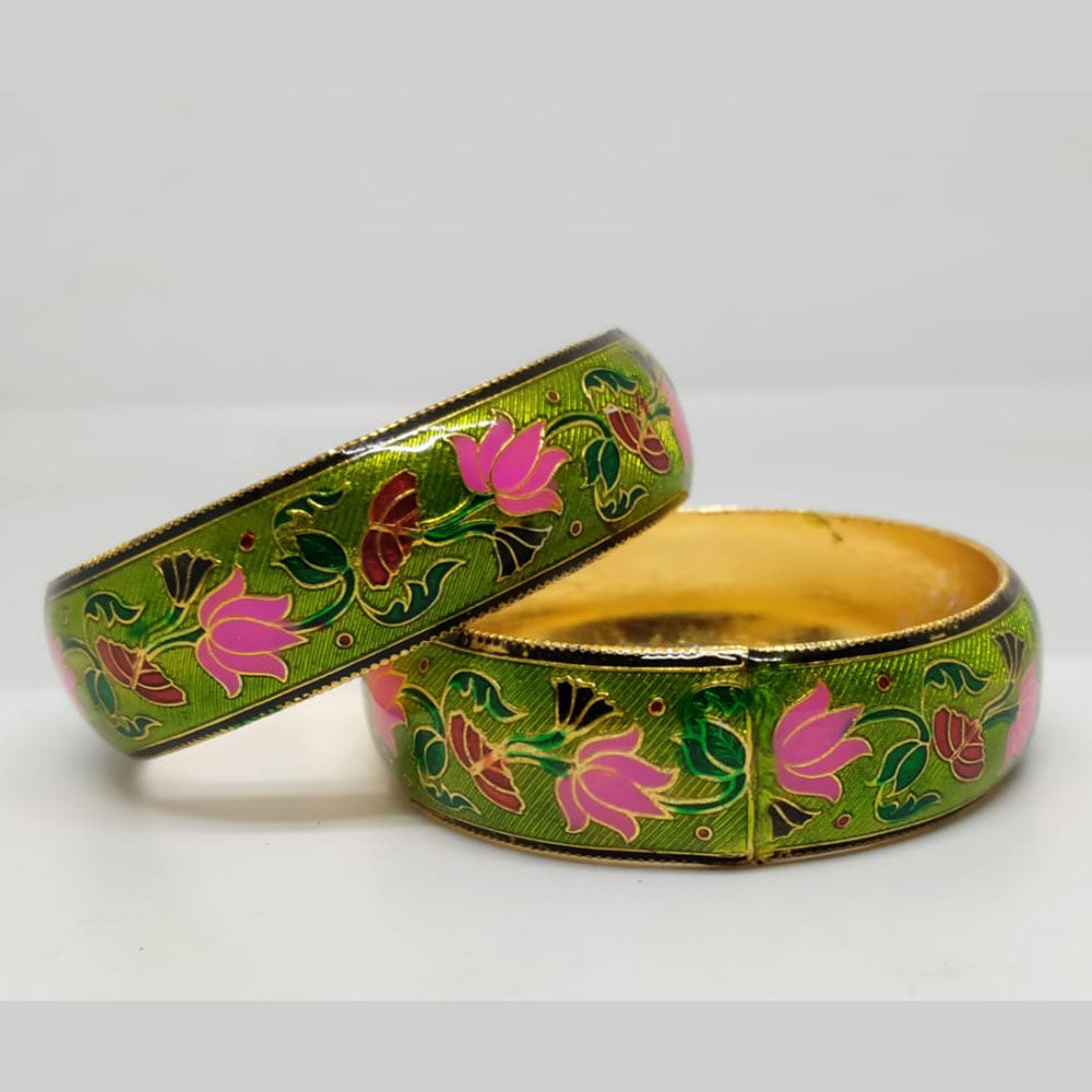 Pusti Art & Craft Designer Gold Plated Meenakari Bangles Set