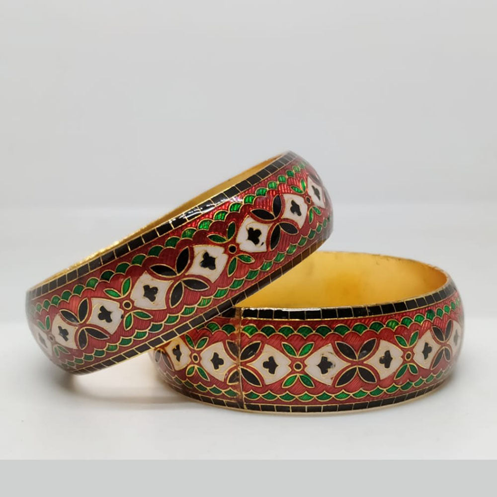 Pusti Art & Craft Designer Gold Plated Meenakari Bangles Set