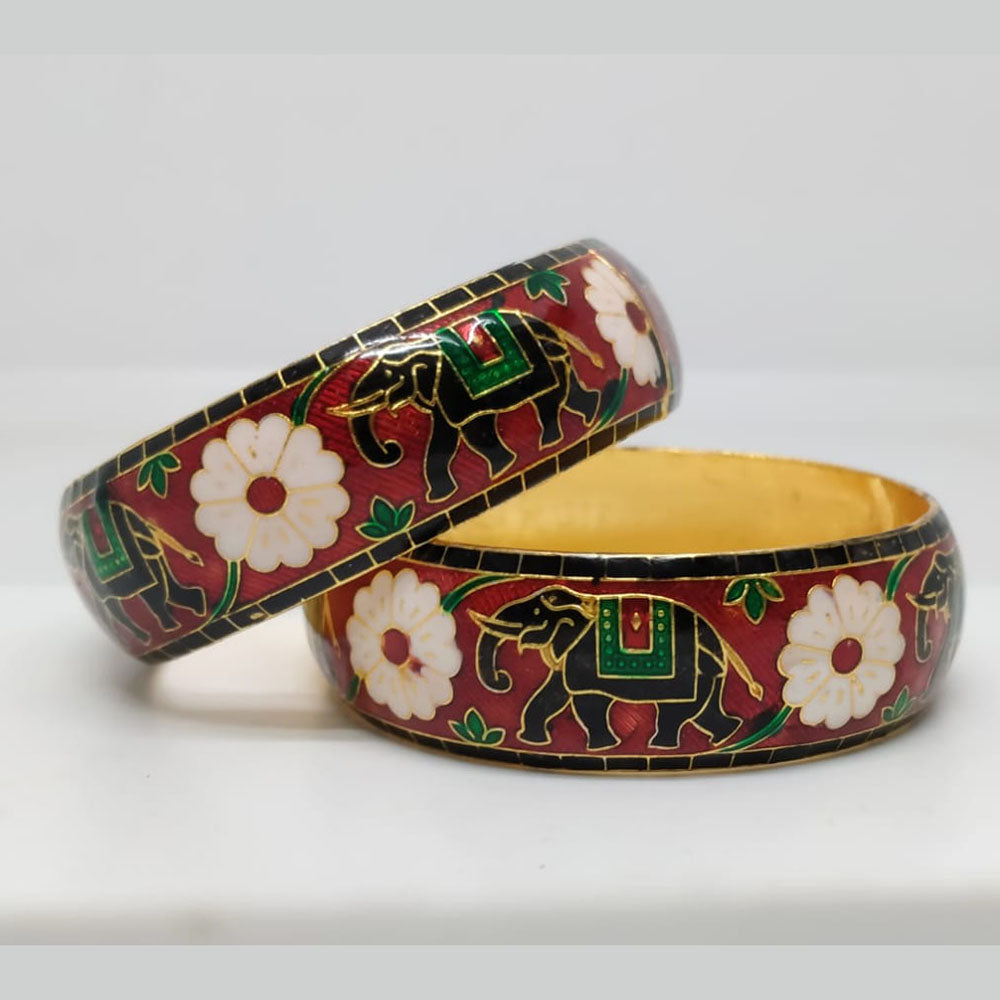 Pusti Art & Craft Designer Gold Plated Meenakari Bangles Set
