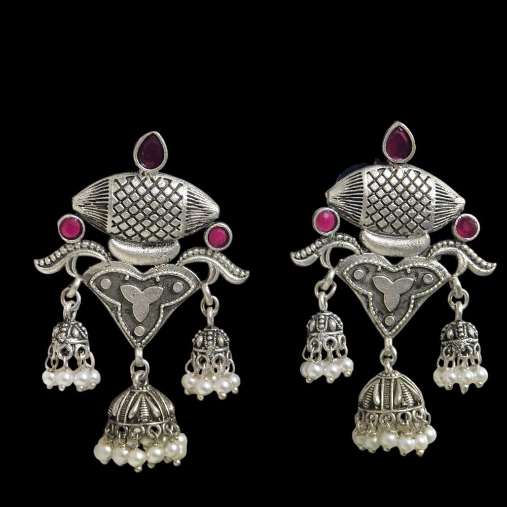 Pusti Art & Craft Oxidised Plated Replica Jhumki Earrings (Assorted Color)