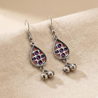 Pusti Art & Craft Royal Enamel And Ghugnroo Dangler Earrings (Assorted Color)