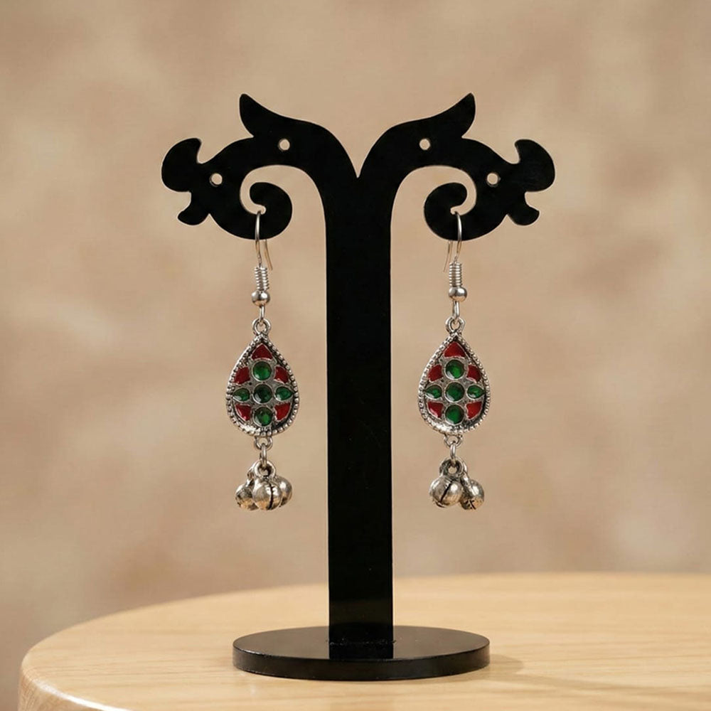Pusti Art & Craft Royal Enamel And Ghugnroo Dangler Earrings (Assorted Color)