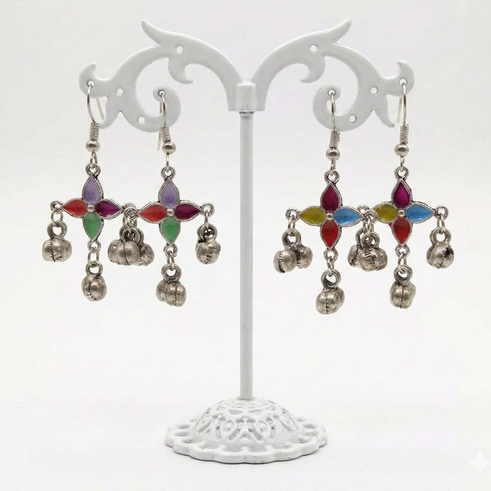 Pusti Art & Craft Royal Enamel And Ghugnroo Dangler Earrings