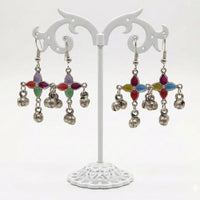 Pusti Art & Craft Royal Enamel And Ghugnroo Dangler Earrings