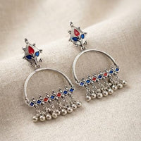 Pusti Art & Craft Royal Enamel And Ghugnroo Dangler Earrings