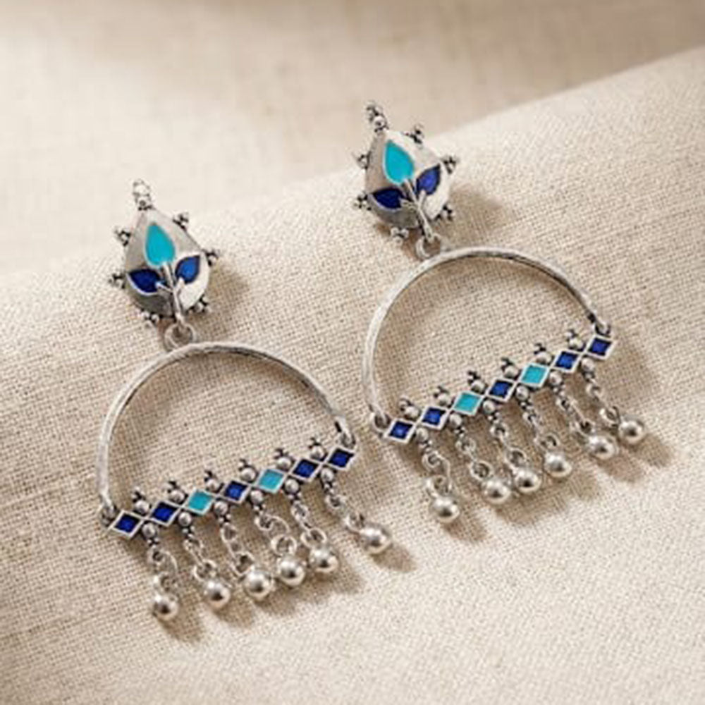 Pusti Art & Craft Royal Enamel And Ghugnroo Dangler Earrings