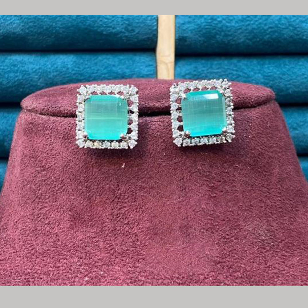 Dhiraj Sales Silver Plated American Diamond Studs Earrings