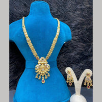 Dhiraj Sales Gold Plated Pota Stone And Pearl Meenakari Long Necklace Set