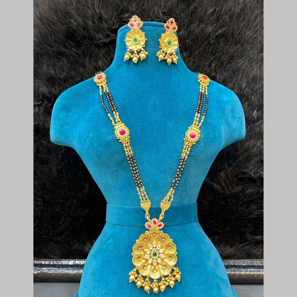Dhiraj Sales Gold Plated Pota Stone And Beads Mangalsutra