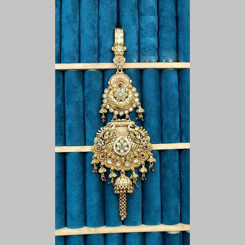 Dhiraj Sales Gold Plated Pota Stone And Pearls Meenakari Kamar Challa