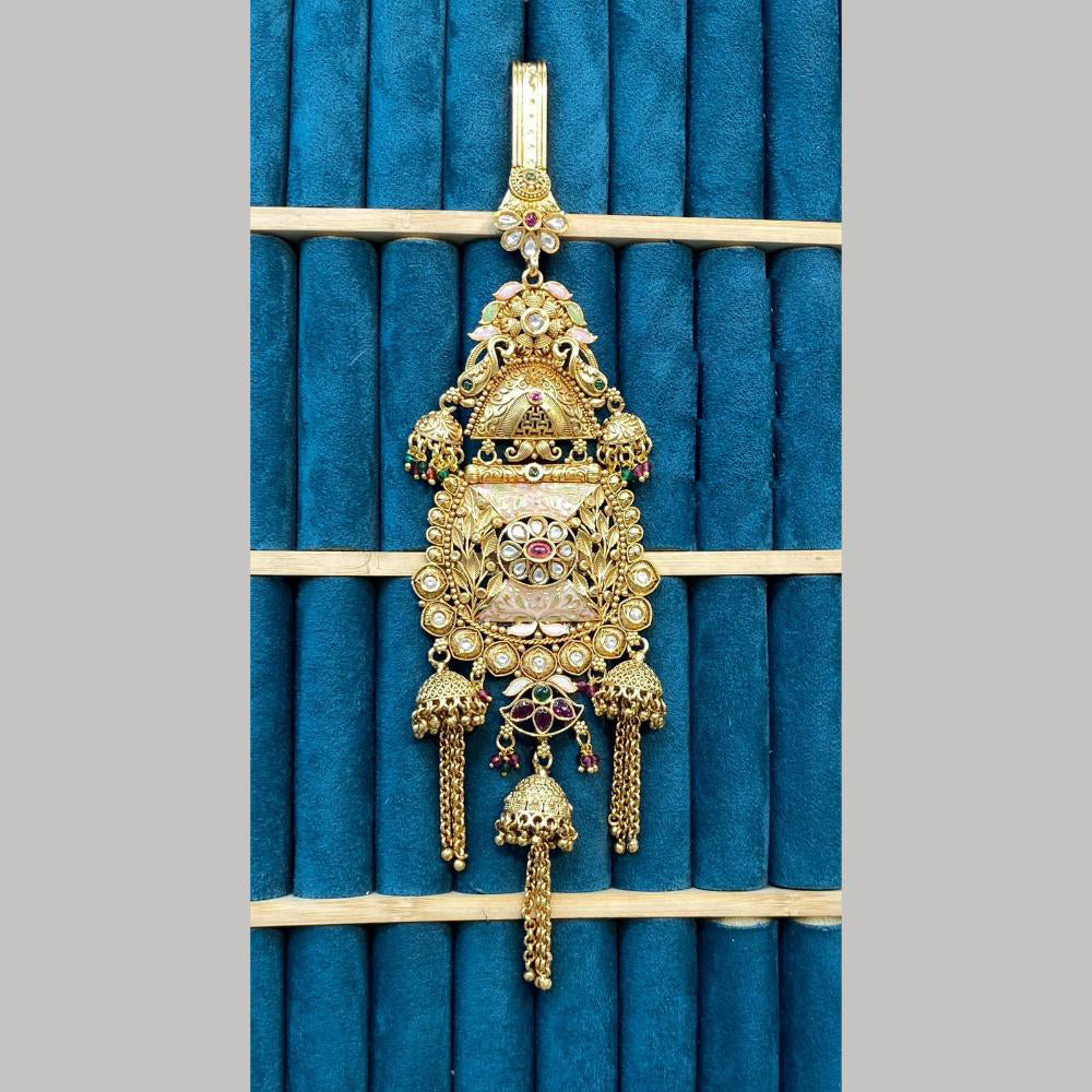 Dhiraj Sales Gold Plated Pota Stone And Pearls Meenakari Kamar Challa