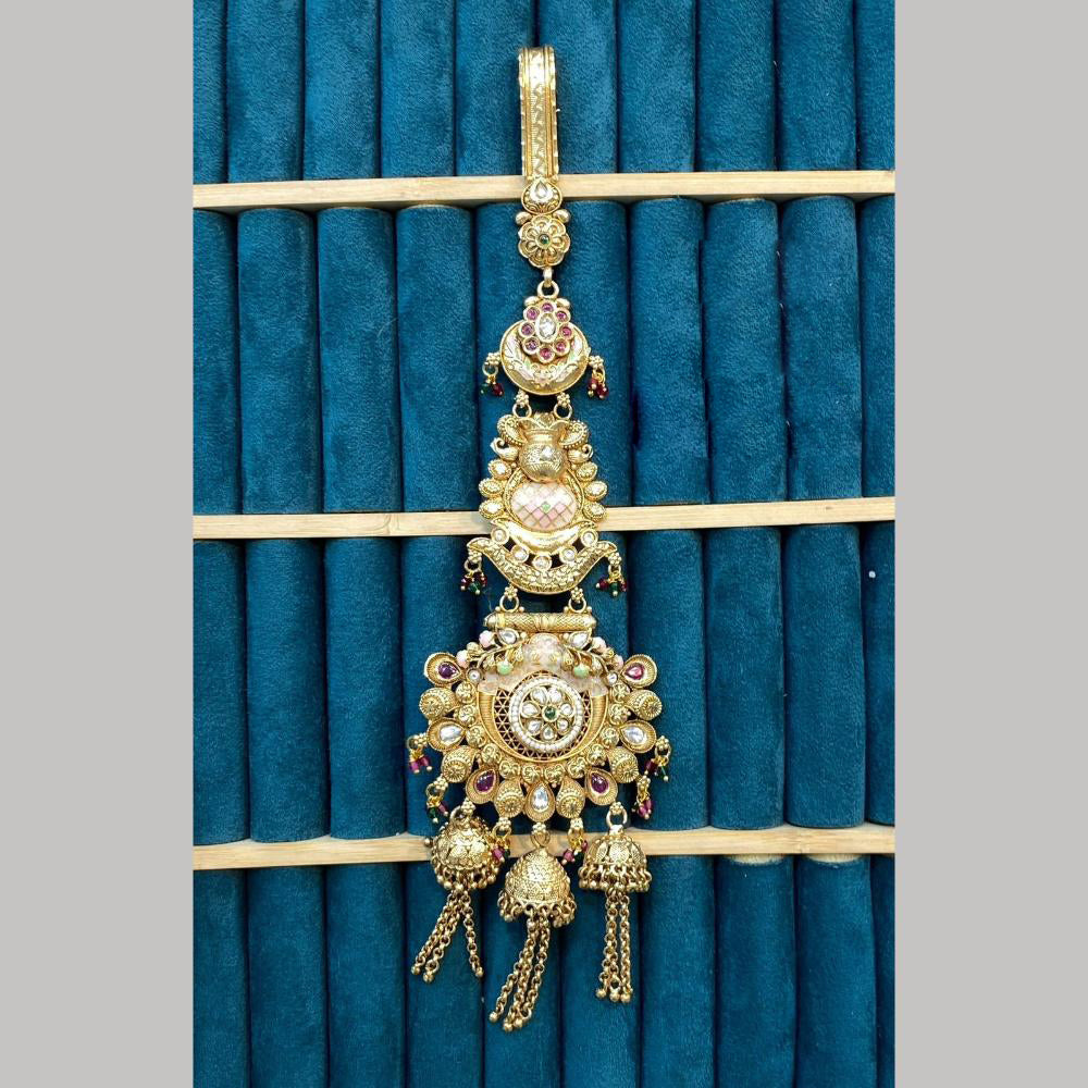 Dhiraj Sales Gold Plated Pota Stone And Pearls Meenakari Kamar Challa