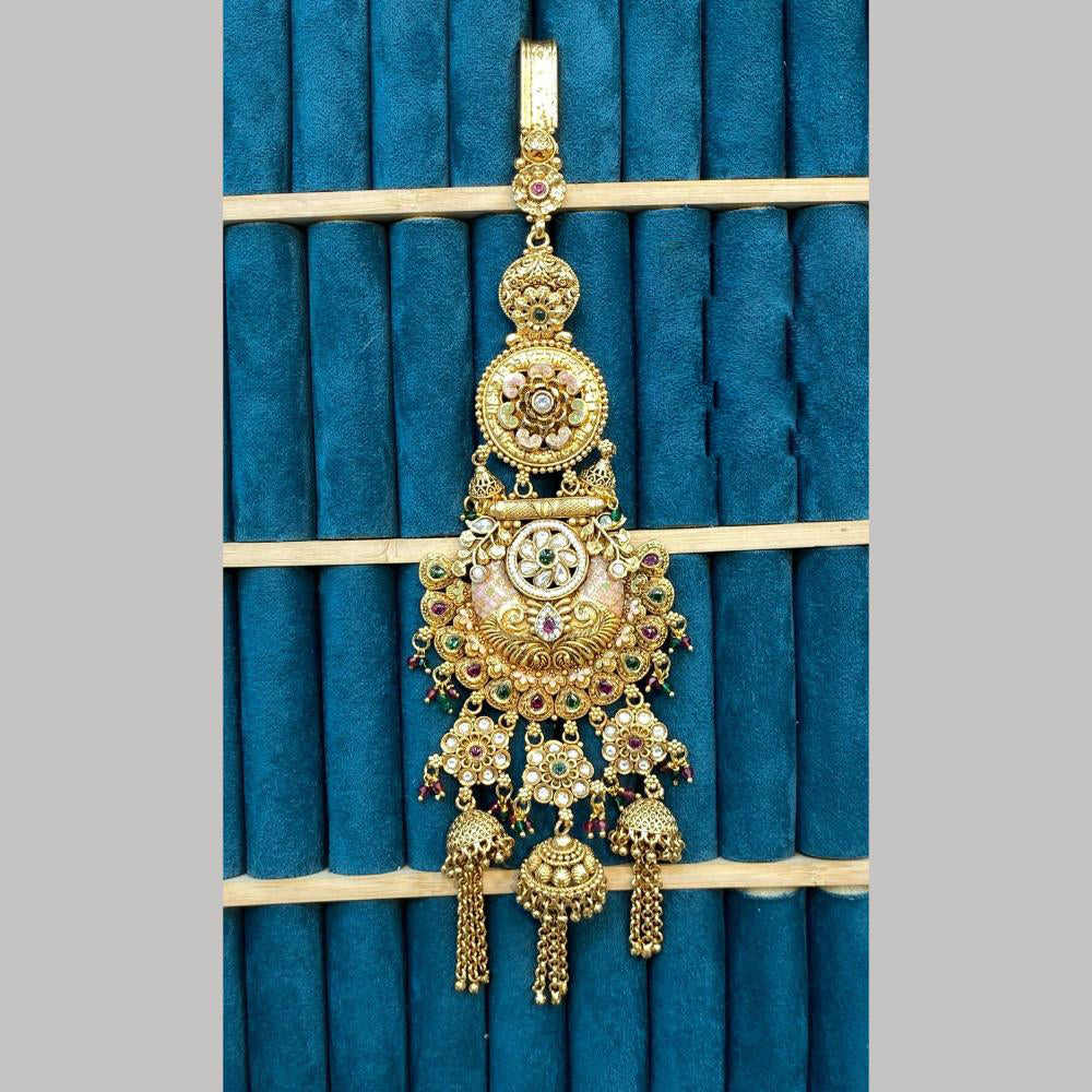 Dhiraj Sales Gold Plated Pota Stone And Pearls Meenakari Kamar Challa