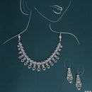 Dhiraj Sales Silver Plated American Diamond Necklace Set
