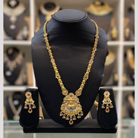 Dhiraj Sales Chopper Gold Plated Pota Stone And Meenakari Long Necklace Set