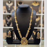Dhiraj Sales Chopper Gold Plated Pota Stone And Pearl Long Necklace Set