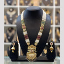 Dhiraj Sales Chopper Gold Plated Pota Stone And Meenakari Long Necklace Set