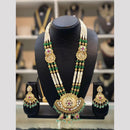 Dhiraj Sales Chopper Gold Plated Pota Stone And Meenakari Long Necklace Set