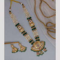 Dhiraj Sales Chopper Gold Plated Pota Stone And Meenakari Long Necklace Set