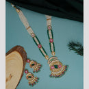 Dhiraj Sales Chopper Gold Plated Pota Stone And Meenakari Long Necklace Set