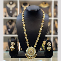 Dhiraj Sales Chopper Gold Plated Pota Stone And Meenakari Long Necklace Set