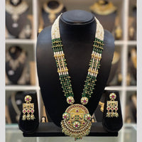 Dhiraj Sales Chopper Gold Plated Pota Stone And Meenakari Long Necklace Set